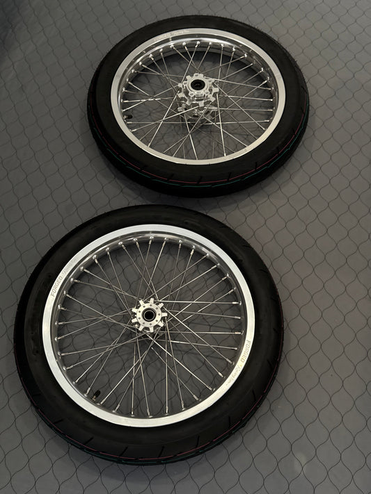 Talaria XXX / MX4, MX3, Sting - Supermoto Wheelset (Thick/Wide) - Chrome Silver